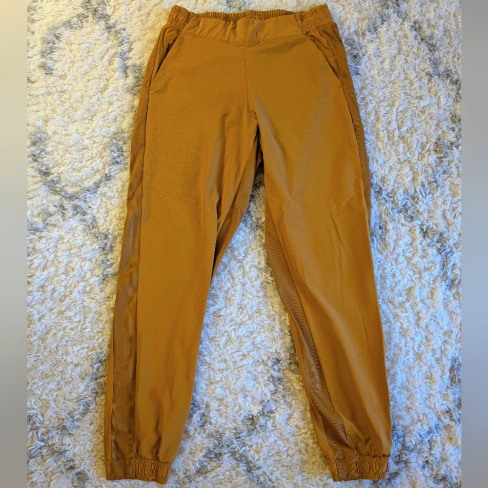 Athleta Brooklyn Textured Jogger Pants Mustard Yellow